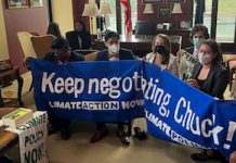 climate protest Shumer's office